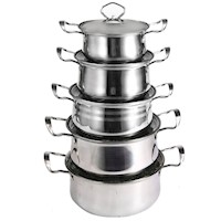 Juego de Ollas 5 Piezas Acero Inox